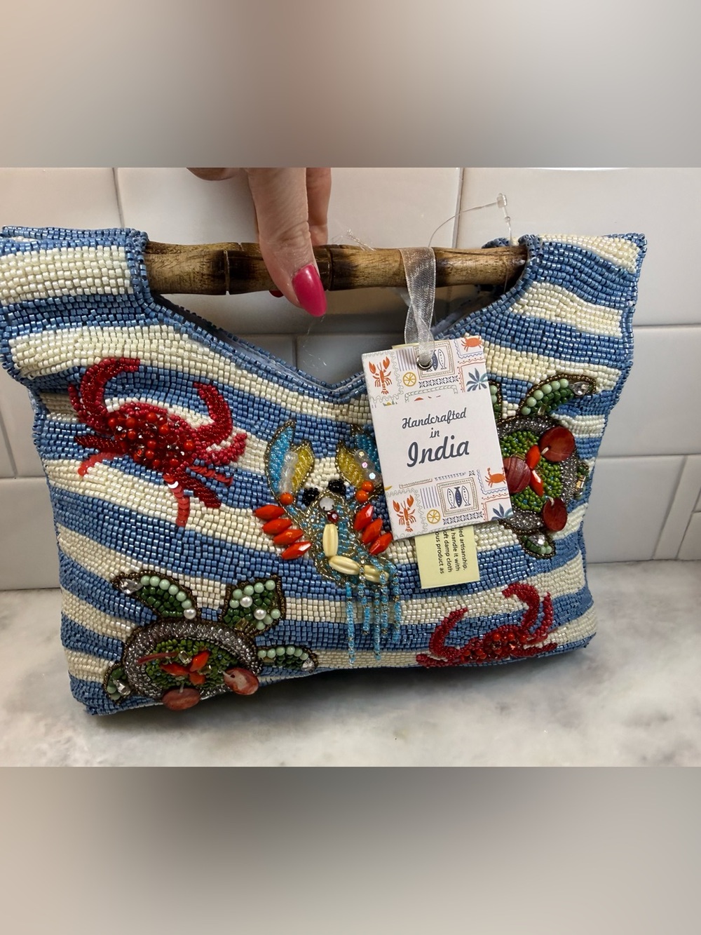 New Release Handcrafted in India Ocean Sea Creature Clutch Beaded Bag Viral